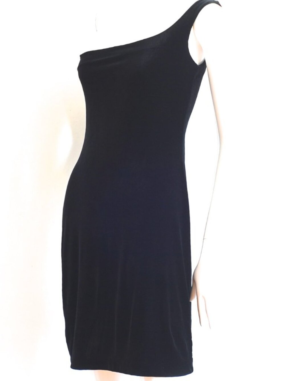 Betsey Johnson Black Velour One Shoulder Dress - USA